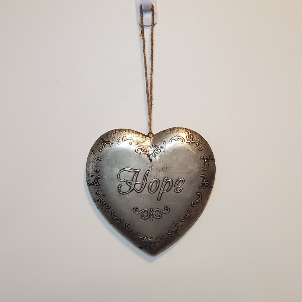 Hope Silver Plated Hanging Heart